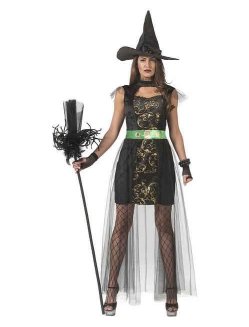 Heksenjurk Katinka Zwart/Goud, Kleding | Dames, Carnavalskleding en Feestkleding, Nieuw, Ophalen of Verzenden