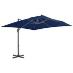 vidaXL Zweefparasol met aluminium paal 3x3 m azuurblauw, Verzenden, Nieuw, 3 tot 4 meter, Zweefparasol
