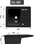 Granieten wasbak - met Afvoerset en Kraan - Zwart, Verzenden, Zo goed als nieuw