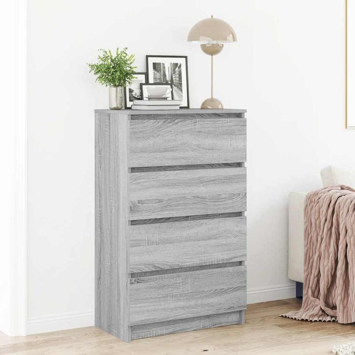 vidaXL Dressoir 60x35x98,5 cm bewerkt hout grijs sonoma, Huis en Inrichting, Kasten | Dressoirs, 25 tot 50 cm, Nieuw, 50 tot 100 cm