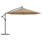 Zweefparasol LED 350cm taupe | retourdeal | 40% korting!, Tuin en Terras, Ophalen of Verzenden, Nieuw, 3 tot 4 meter, Zweefparasol