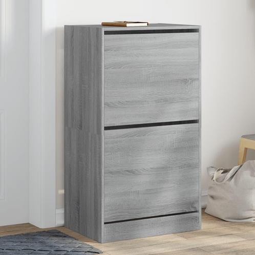vidaXL Schoenenkast met 2 klaplades 60x42x108 cm grijs, Huis en Inrichting, Kasten | Schoenenrekken, Nieuw, Verzenden