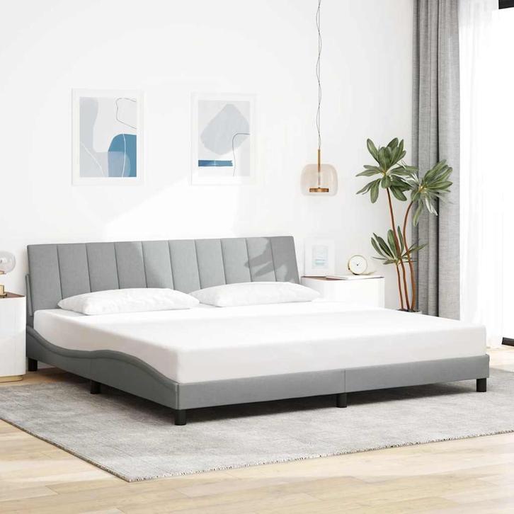 vidaXL Bedframe zonder matras Hanko stof lichtgrijs, Huis en Inrichting, Slaapkamer | Bedden, Overige maten, 200 cm, Grijs, Tweepersoons