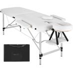Massagetafel 2 zones met matras en aluminium frame - wit, Verzenden, Nieuw