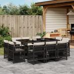 vidaXL 11-delige Tuinset met kussens poly rattan zwart, Meer dan 8 zitplaatsen, Nieuw, Tuinset, Verzenden