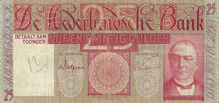 Bankbiljet 25 gulden 1931 Mees Zeer Fraai, Postzegels en Munten, Bankbiljetten | Nederland, Verzenden
