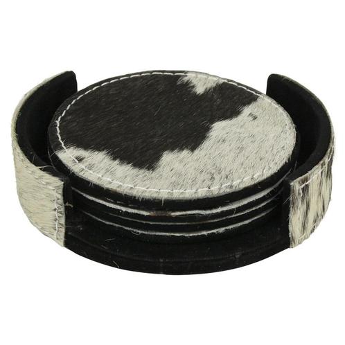 onderzetter koehuid rond zwart/wit 10cm (set of 4), Huis en Inrichting, Woonaccessoires | Overige, Verzenden