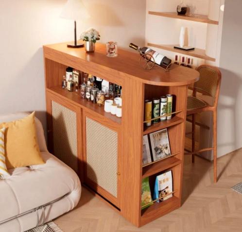 Bartafel Rotan – Hout 138×39×110cm, Uitschuifbaar en Nieuw, Huis en Inrichting, Barren, Nieuw, Verzenden