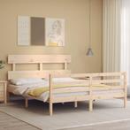 vidaXL Bedframe met hoofdbord massief hout 160x200 cm, Huis en Inrichting, Slaapkamer | Bedden, Bruin, Verzenden, 200 cm, 160 cm