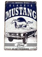 Metalen Wandbord - Classic Mustang Ford, Huis en Inrichting, Ophalen of Verzenden, Nieuw