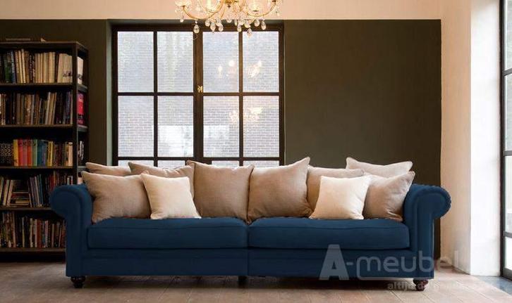 Bankstel Kaatsheuvel - rechte banken - Blauw, Huis en Inrichting, Banken | Bankstellen, Nieuw, Stof