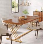 Nieuwe Luxe Eettafel 160x80cm – Houtlook en Gouden Frame, Huis en Inrichting, Tafels | Eettafels, 50 tot 100 cm, 100 tot 150 cm