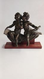 sculptuur, putti suonatori - 42 cm - Gepatineerd brons, Antiek en Kunst, Antiek | Keramiek en Aardewerk