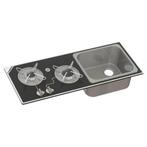 Spoelbak fornuis combinatie 2-pits met rechthoekige spoelbak, Caravans en Kamperen, Ophalen of Verzenden, Nieuw