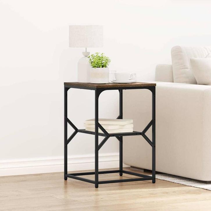 vidaXL Bijzettafel Gerookt eiken 41 x 40 x 60 cm, Huis en Inrichting, Slaapkamer | Nachtkastjes, Nieuw, Minder dan 45 cm, Hout