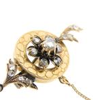 Antiek gouden broche met roos geslepen diamanten; ca. 0,4..., Sieraden, Tassen en Uiterlijk, Broches, Gebruikt, Overige kleuren