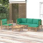 vidaXL 6-delige Loungeset met kussens bamboe groen, Tuin en Terras, Tuinsets en Loungesets, Verzenden, Nieuw, Hout, Loungeset
