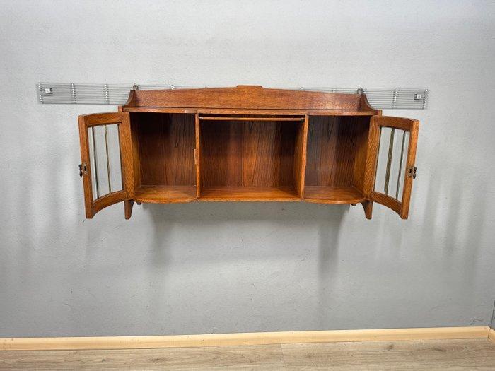 Charmante houten halkast met facetglas In de deurtjes - Kast, Antiek en Kunst, Curiosa en Brocante