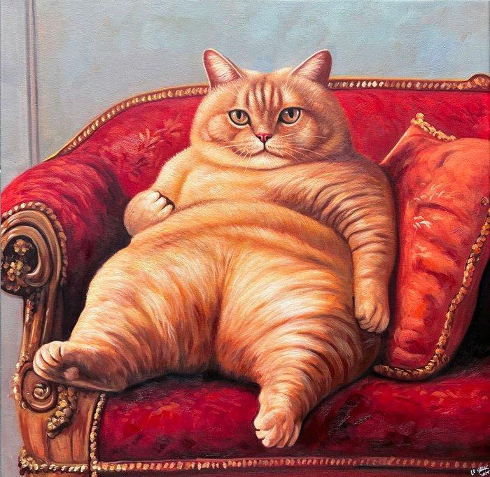 Le Yack - Fait main ! - œuvre unique - The Sovereign Cat -, Antiek en Kunst, Kunst | Schilderijen | Modern