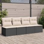 vidaXL Tuinbank 4-zits met kussens poly rattan zwart, Tuin en Terras, Verzenden, Nieuw, Rotan