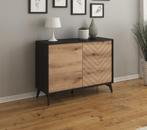 Dressoir eiken zwart 104x39x77 lades, 100 tot 150 cm, Verzenden, Nieuw, Modern