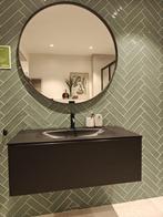 Showmodel badmeubel mat zwart 100cm met ronde spiegel - 0025, Huis en Inrichting, Badkamer | Badkamermeubels, Ophalen, Nieuw