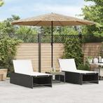 vidaXL Parasol met LEDs en stalen paal 324x324x247 cm bruin, Tuin en Terras, Verzenden, Nieuw