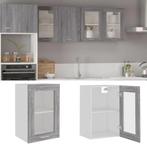 vidaXL Wandkast Lyon 40x31x60 cm glas en bewerkt hout grijs, Huis en Inrichting, Keuken | Keukenelementen, Verzenden, Nieuw, Grijs