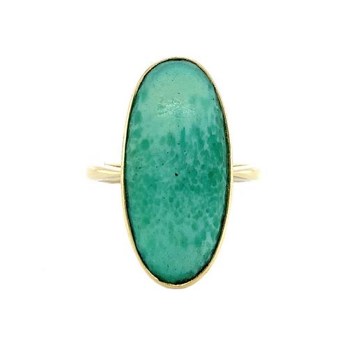 Gouden ring met amazoniet 14 krt, Sieraden, Tassen en Uiterlijk, Ringen, Nieuw, Ophalen of Verzenden