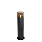 Staande buitenlamp zwart met smoke kap zeshoek 50 cm -, Tuin en Terras, Buitenverlichting, Nieuw, Minder dan 50 watt