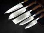 Keukenmes - Kitchen knife set - Leren tas inbegrepen - Hout,, Antiek en Kunst