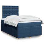 vidaXL Boxspring met matras stof blauw 120x190 cm, Nieuw, 190 cm of minder, Twijfelaar, 120 cm