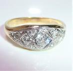 Ring - 14 karaat Geel goud, Platina -  0.96ct. tw. Diamant, Sieraden, Tassen en Uiterlijk, Antieke sieraden