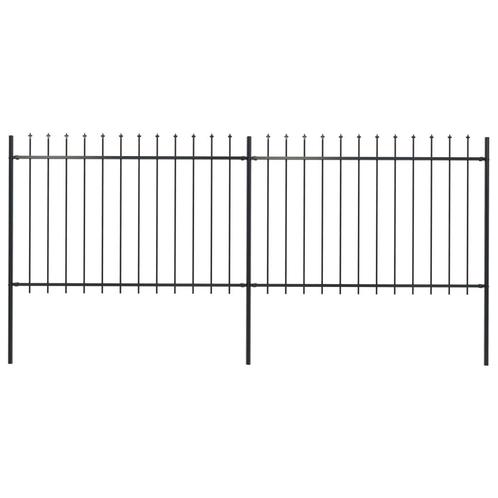 vidaXL Tuinhek met speren bovenkant 3,4x1,2 m staal zwart, Tuin en Terras, Schuttingen, Nieuw, IJzer, 1 tot 2 meter, Verzenden