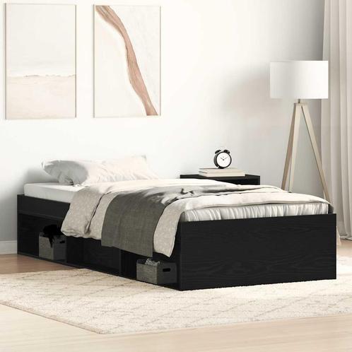 vidaXL Bedframe zonder matras 90x190 cm spaanplaat zwart, Huis en Inrichting, Slaapkamer | Bedden, 90 cm, 190 cm of minder, Bruin