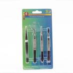 Set van 4 Pincetten smal en breed Set Pincetten, Hobby en Vrije tijd, Ophalen of Verzenden, Nieuw