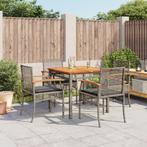 vidaXL 5-delige Tuinset met kussens poly rattan grijs, Tuin en Terras, Tuinsets en Loungesets, Verzenden, Nieuw, Rotan, Tuinset