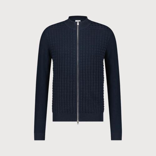 -40% Blue Industry  Blue Industry Structuur gebreid rits ves, Kleding | Heren, Truien en Vesten, Blauw, Nieuw, Verzenden
