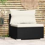 vidaXL Tuinmiddenbank met kussens poly rattan zwart, Verzenden, Nieuw, Rotan