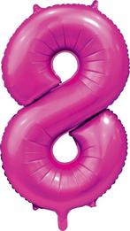 Fuchsia Cijfer Ballon 8 Jaar Glans 86cm, Verzenden, Nieuw