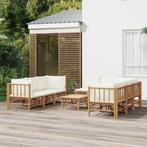 vidaXL 9-delige Loungeset met kussens bamboe crèmewit, Tuin en Terras, Tuinsets en Loungesets, Verzenden, Nieuw, Hout, Loungeset