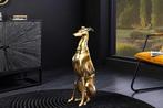 Design Sculptuur GREYHOUND 70cm goud metaal aluminium, Ophalen of Verzenden, Nieuw