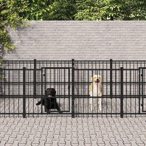 Hondenkennel voor buiten 18,77 m² staal, Dieren en Toebehoren, Hondenhokken, Nieuw, Verzenden