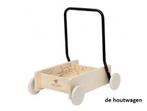 Houten loopwagen Micki met wielstop en verstelbare duwstang, Ophalen of Verzenden, Nieuw, Duw- of Trekspeelgoed