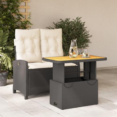 vidaXL 2-delige Tuinset met kussens poly rattan zwart, Tuin en Terras, Tuinsets en Loungesets, Tuinset, Nieuw, 2 zitplaatsen, Rotan