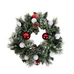 Kerst krans wit met rood 45cm incl. LED met timer - Jack, Verzenden, Nieuw