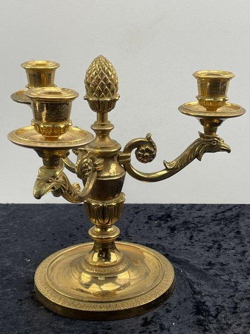 Kandelaar - Brons - Kaarsenhouder denneappel, Antiek en Kunst, Antiek | Overige Antiek