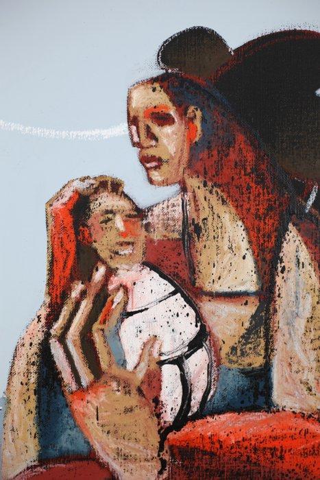 Jone Hopper - Mère à lenfant au salon, Antiek en Kunst, Kunst | Schilderijen | Modern