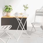 vidaXL Vouw Tuintafel Wit Ø50 x 72 cm Staal, Tuin en Terras, Tuintafels, Verzenden, Nieuw, Metaal