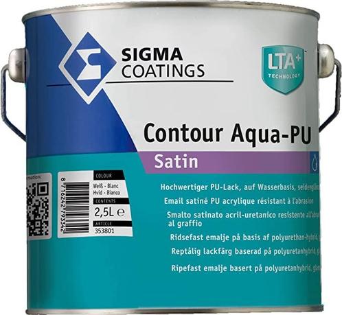 Sigma S2U Nova Satin of Contour Aqua PU Satin Wit 2.5L, Doe-het-zelf en Verbouw, Verf, Beits en Lak, Verf, Wit, Nieuw, Minder dan 5 liter